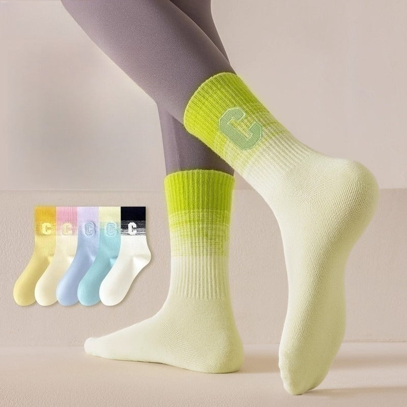 5-Pack Cotton Embroidered Sports Socks