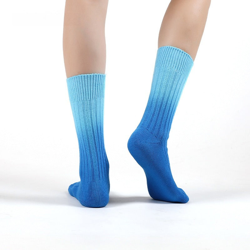 Gradient Ribbed Sports Crew Socks