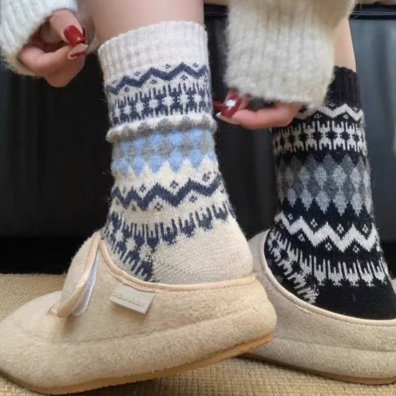 Nordic Fair Isle Wool Long Socks