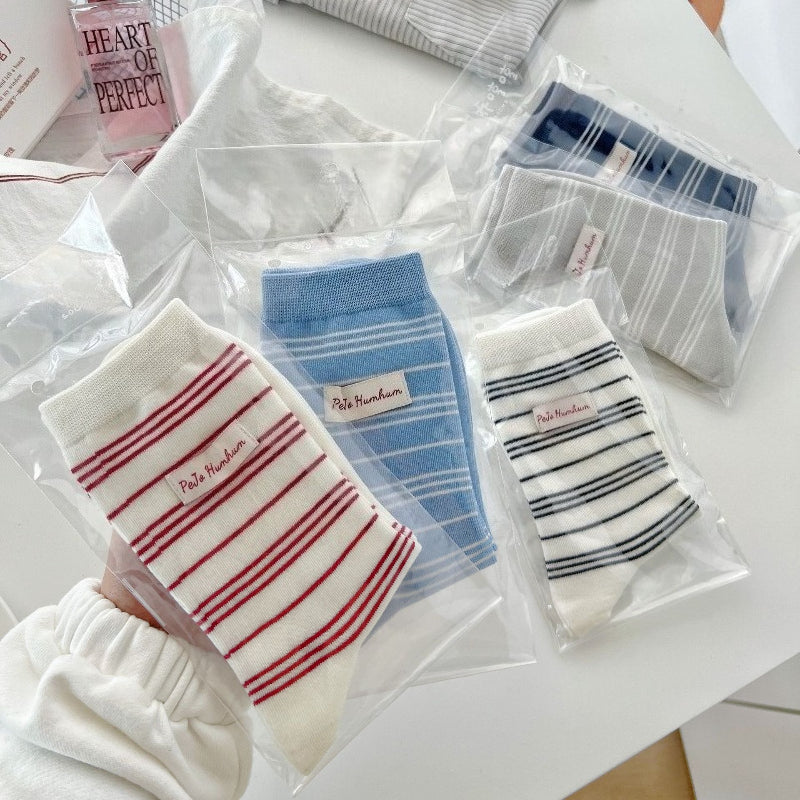 5-Color Striped Socks for Spring & Summer