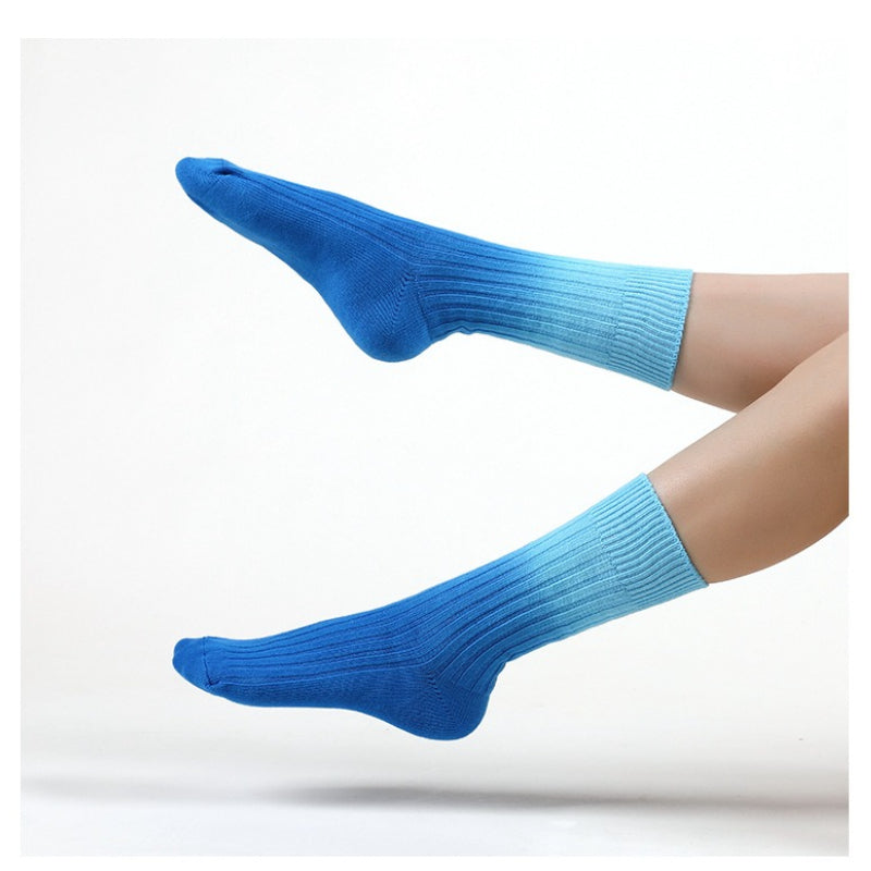 Gradient Ribbed Sports Crew Socks