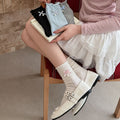 Lightweight Cotton Bow & Pearl Socks with Ruffle Trim