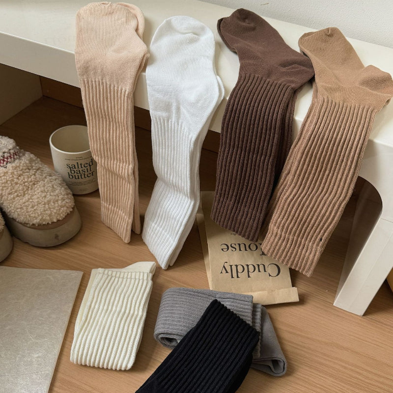 Women's 6-Color Ribbed Slouchy Socks for Fall & Winter