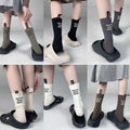 Women's Ribbed Letter Print Slouchy Crew Socks