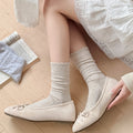 Women Summer 6 Colors Lace Mid Calf Cotton Socks