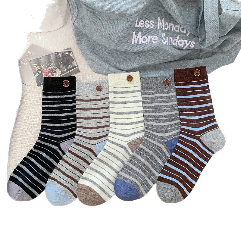 Cotton Striped Slouchy Knit Socks