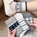 Spring & Summer Sweet Floral & Argyle Cotton Crew Socks