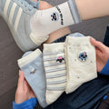 Cute Cartoon Sheep Embroidered Cotton Crew Socks for Daily Wear