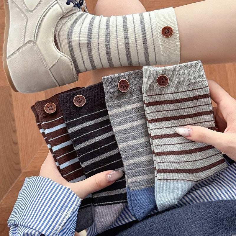 Cotton Striped Slouchy Knit Socks