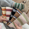 Cotton Color Block Striped Crew Socks
