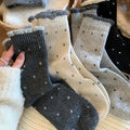 Women Tiny Dot Wool Thermal Calf Socks Knit Mid Socks