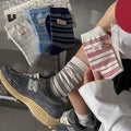 Retro Striped Cotton Socks for Preppy Style