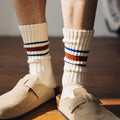Unisex Retro Striped Thick Knit Sports Crew Socks