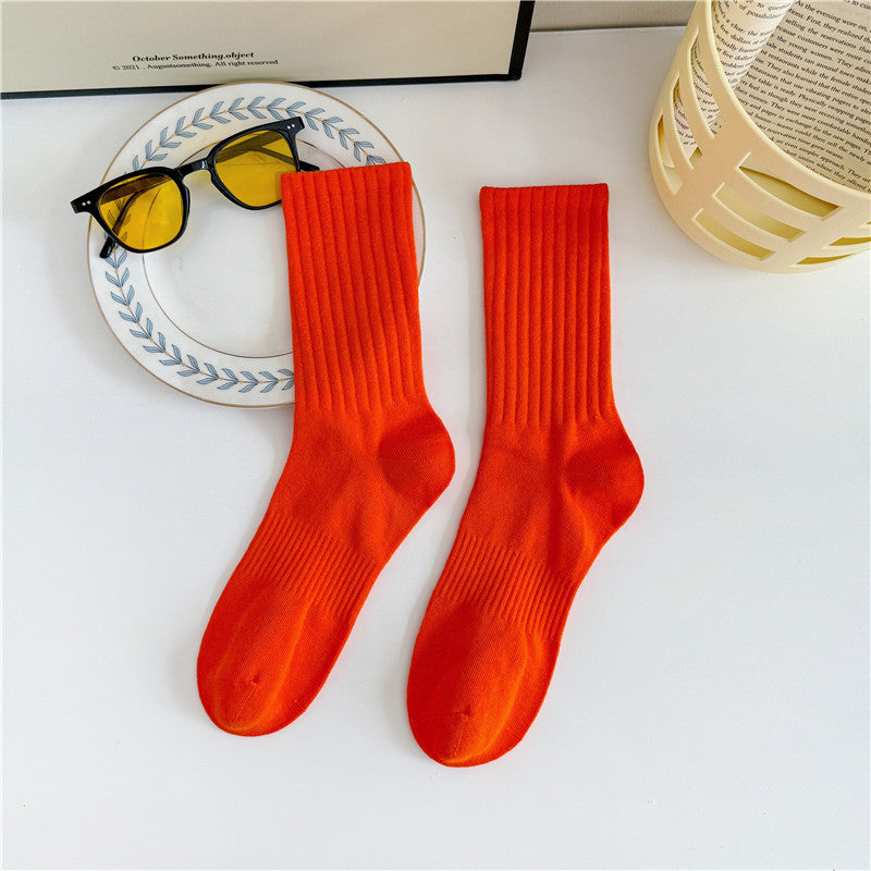 Unisex Ribbed Beige Athletic Crew Socks for Daily & Sports