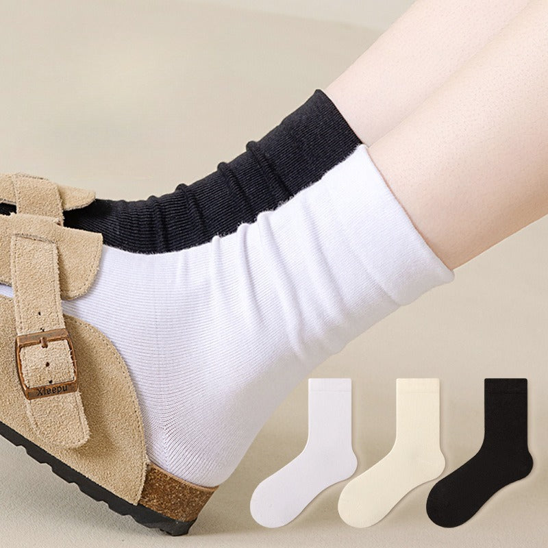 6-Color Cotton Slouchy Mid-Calf Socks
