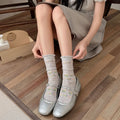 Summer Cotton Mesh Breathable Floral Mid Calf Socks