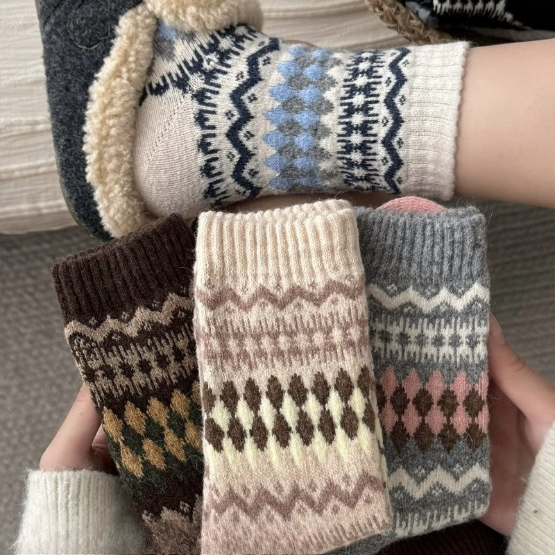 Nordic Fair Isle Wool Long Socks